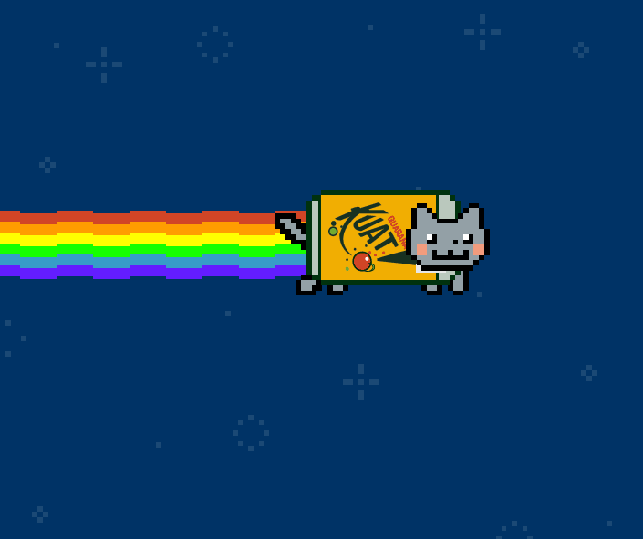 Kuat's Nyan Cat με το ουράνιο τόξο της ως GIF Facebook Post.