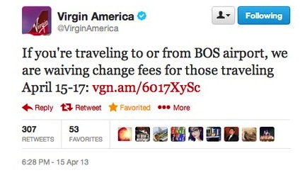 Boston Bombing - Virgin America