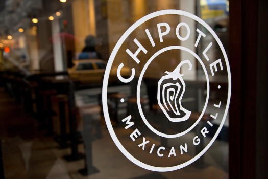 The Chipotle Logo is seen at one of their restaurants in New York